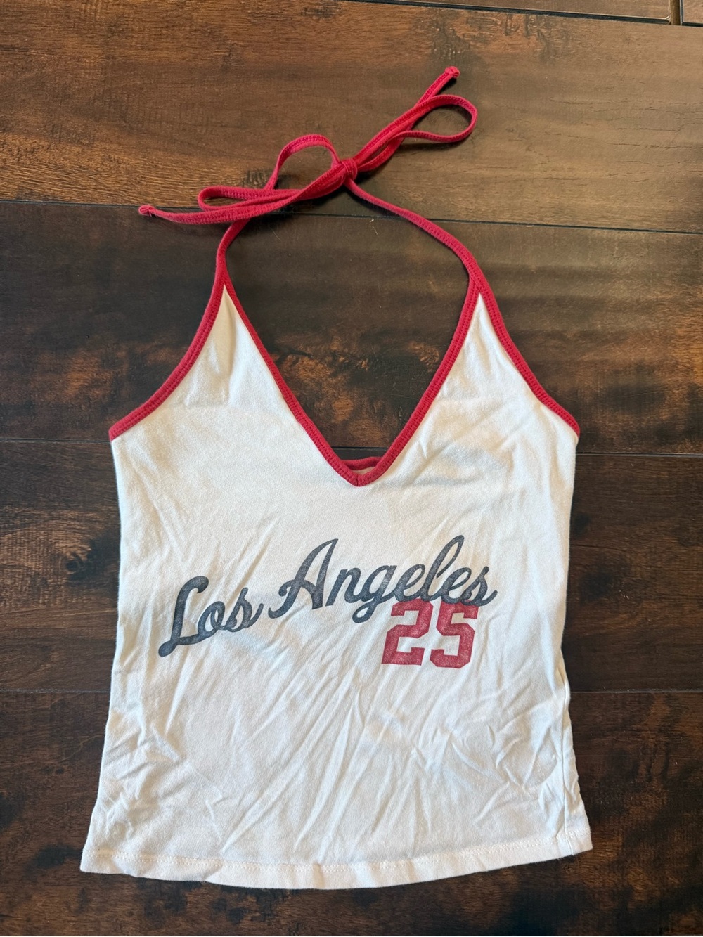 Hollister White & Red Los Angeles 25 Halter Camisole